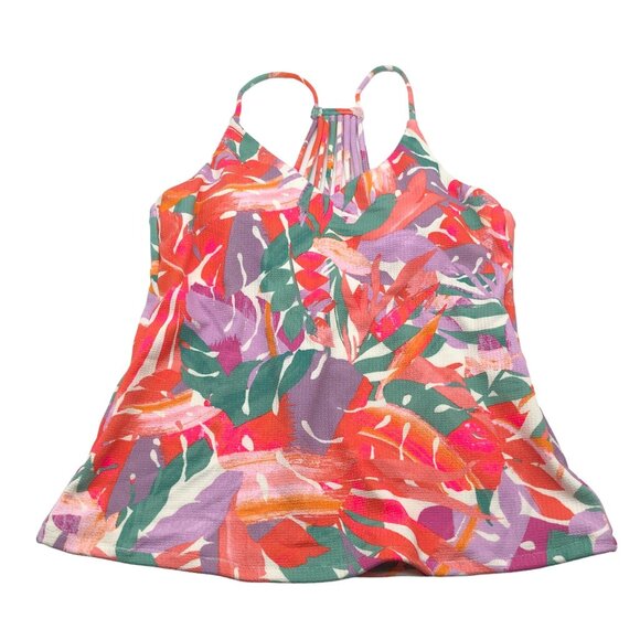 Raisins Womens Tropical Print Strappy Tankini Swim Top Pink Green Size L - Picture 3 of 5